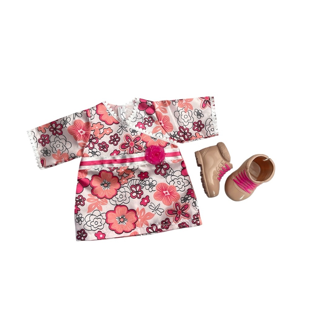 18" Doll Floral Dress with Boots Set